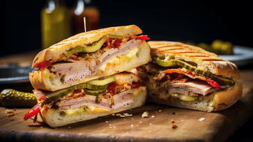 Cubano Sandwich with Roasted Pork, Ham, and Pickles