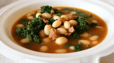 Hearty Tuscan White Bean  Kale Soup with Crispy Pancetta A Rustic Italian Delight